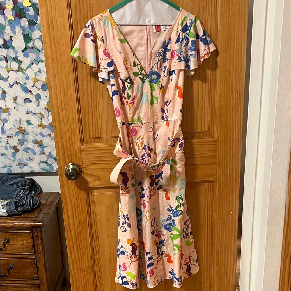 Tanya Taylor Pink and Blue Floral Dress
